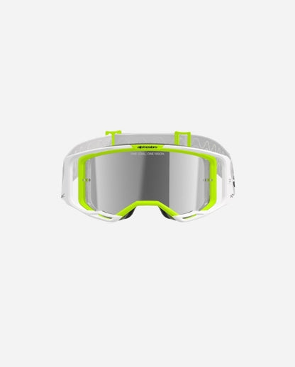 Masques Alpinestars Vision 8 Wordmark - Blanc/Jaune Fluo Miroir Argent
