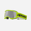Maschera Alpinestars Vision 3 Wordmark - Giallo fluorescente/Specchio argento