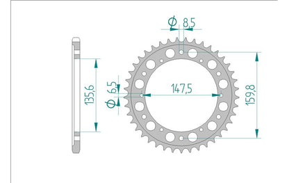 Couronne AFAM aluminium 60300 - 39 dents