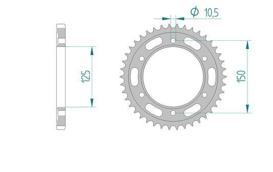 Couronne AFAM acier 71800 - 42 dents