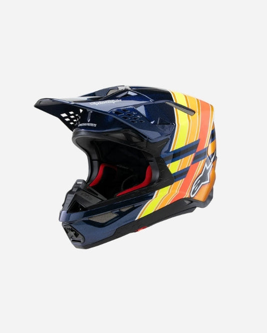 Casque Alpinestars Supertech M10 Tld Edition 25 Ece06 - Bleu foncé/Orange/Jaune Fluo/Rouge Brillant
