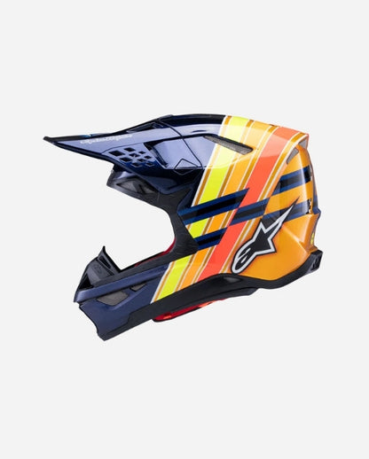 Casque Alpinestars Supertech M10 Tld Edition 25 Ece06 - Bleu foncé/Orange/Jaune Fluo/Rouge Brillant