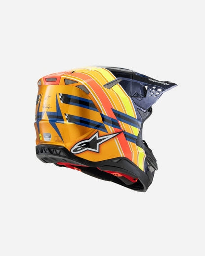 Casque Alpinestars Supertech M10 Tld Edition 25 Ece06 - Bleu foncé/Orange/Jaune Fluo/Rouge Brillant