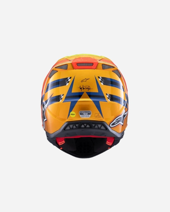 Casque Alpinestars Supertech M10 Tld Edition 25 Ece06 - Bleu foncé/Orange/Jaune Fluo/Rouge Brillant