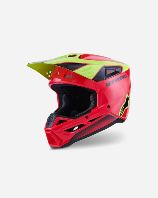 Casque Alpinestars Supertech M3 Fray ece06 - Rouge/Jaune Fluo/Noir Brillant