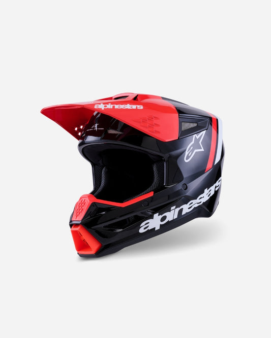 Casque Alpinestars Supertech M3 Radium ece06 - Noir/Rouge Fluo/Blanc Brillant