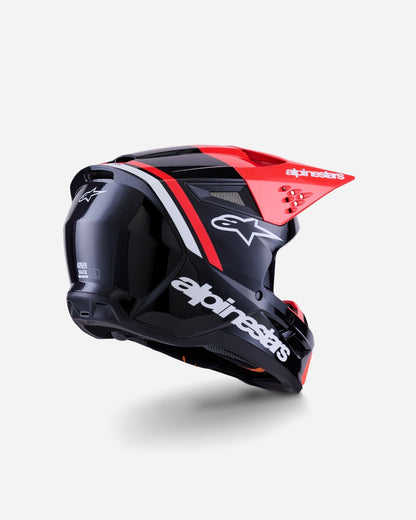 Casque Alpinestars Supertech M3 Radium ece06 - Noir/Rouge Fluo/Blanc Brillant