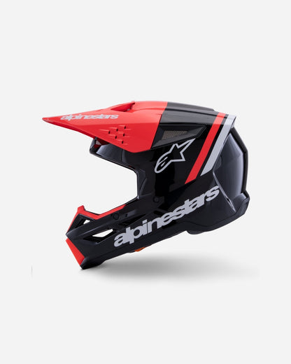 Casque Alpinestars Supertech M3 Radium ece06 - Noir/Rouge Fluo/Blanc Brillant