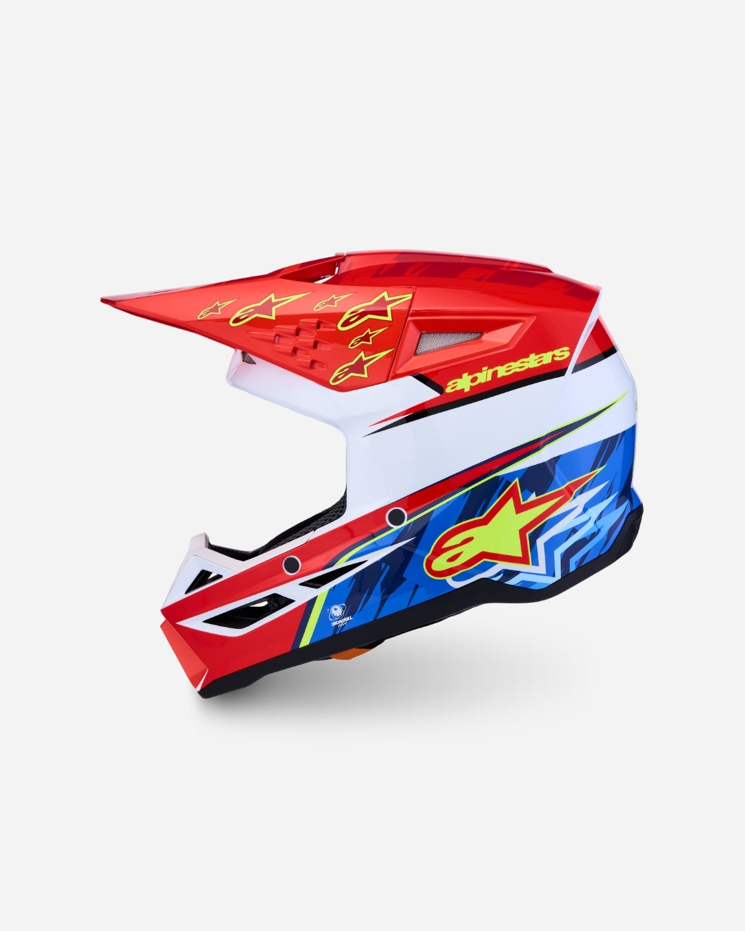 Alpinestars S-M3 Falcon ECE 06 Helmet - Red Fluo/White/Blue/Yellow Fluo Glossy