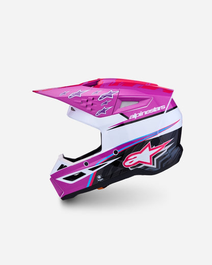 Alpinestars S-M3 Falcon ECE 06 Helmet - Purple/White/Black/Pink Fluo Glossy