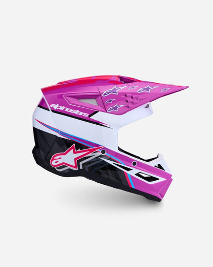 Alpinestars S-M3 Falcon ECE 06 Helmet - Purple/White/Black/Pink Fluo Glossy