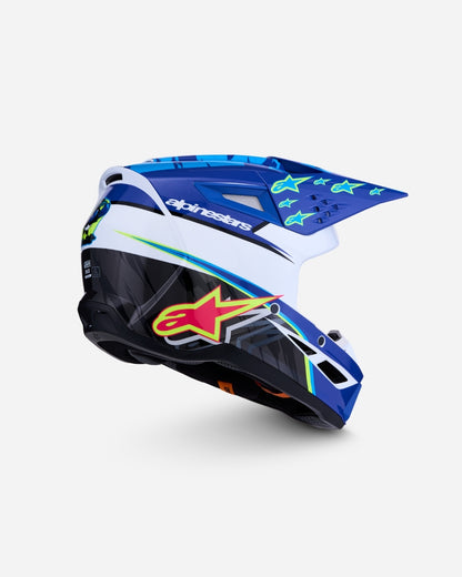 Alpinestars S-M3 Falcon ECE 06 Helmet - Blue/White/Black/Pink Fluo/Yellow Fluo Glossy