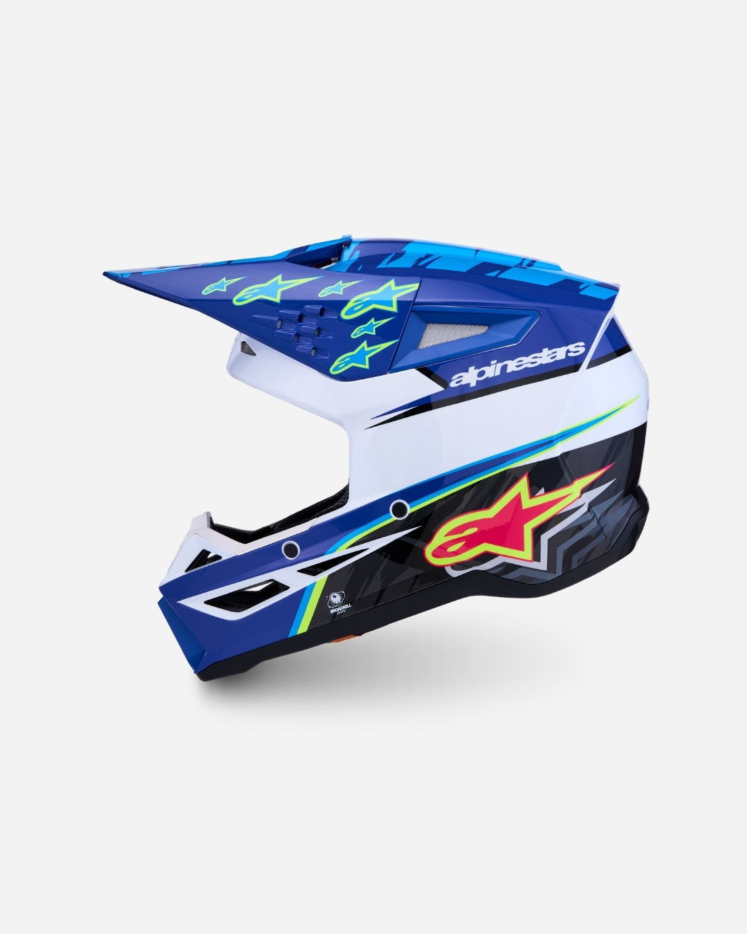 Alpinestars S-M3 Falcon ECE 06 Helmet - Blue/White/Black/Pink Fluo/Yellow Fluo Glossy