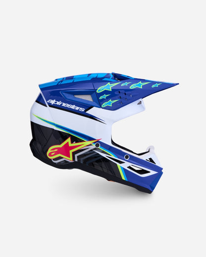 Alpinestars S-M3 Falcon ECE 06 Helmet - Blue/White/Black/Pink Fluo/Yellow Fluo Glossy