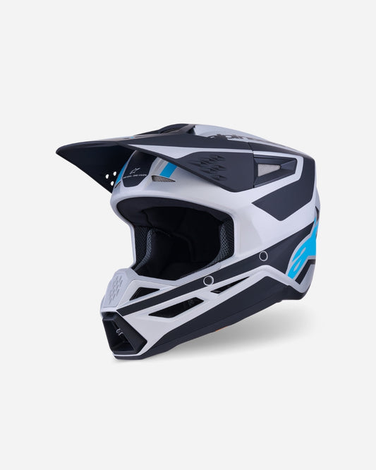 Casque Alpinestars Supertech M3 Heat ece06 - Argent/Bleu/Noir Mat
