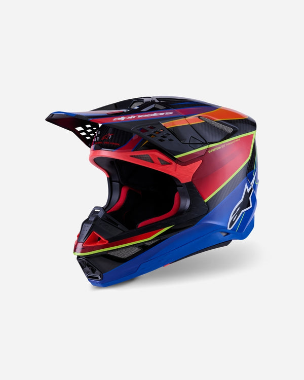 Casco Alpinestars Supertech M10 Era ECE 22.06 - Blu/Rosso/Giallo Fluorescente Brillante