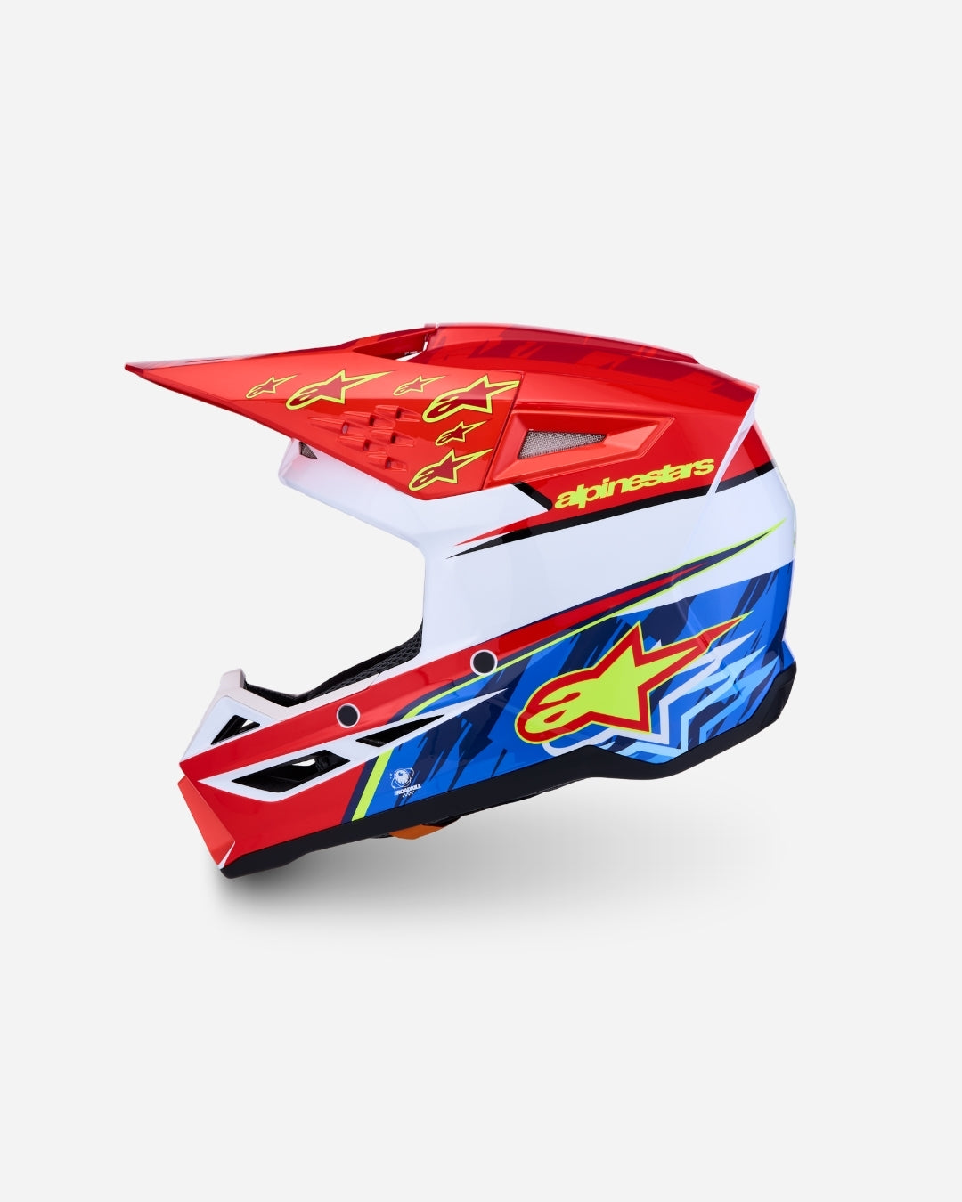 Alpinestars S-M3 Falcon Children's Helmet ECE 06 - Red Fluo/White/Blue/Yellow Fluo Glossy