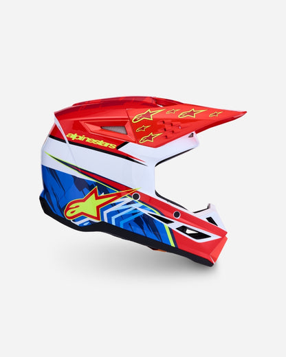 Alpinestars S-M3 Falcon Children's Helmet ECE 06 - Red Fluo/White/Blue/Yellow Fluo Glossy
