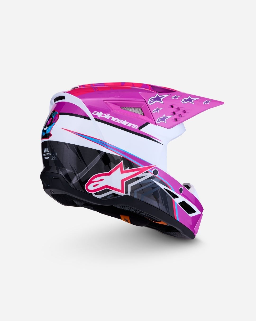 Alpinestars S-M3 Falcon Children's Helmet ECE 06 - Purple/White/Black/Pink Fluo Glossy
