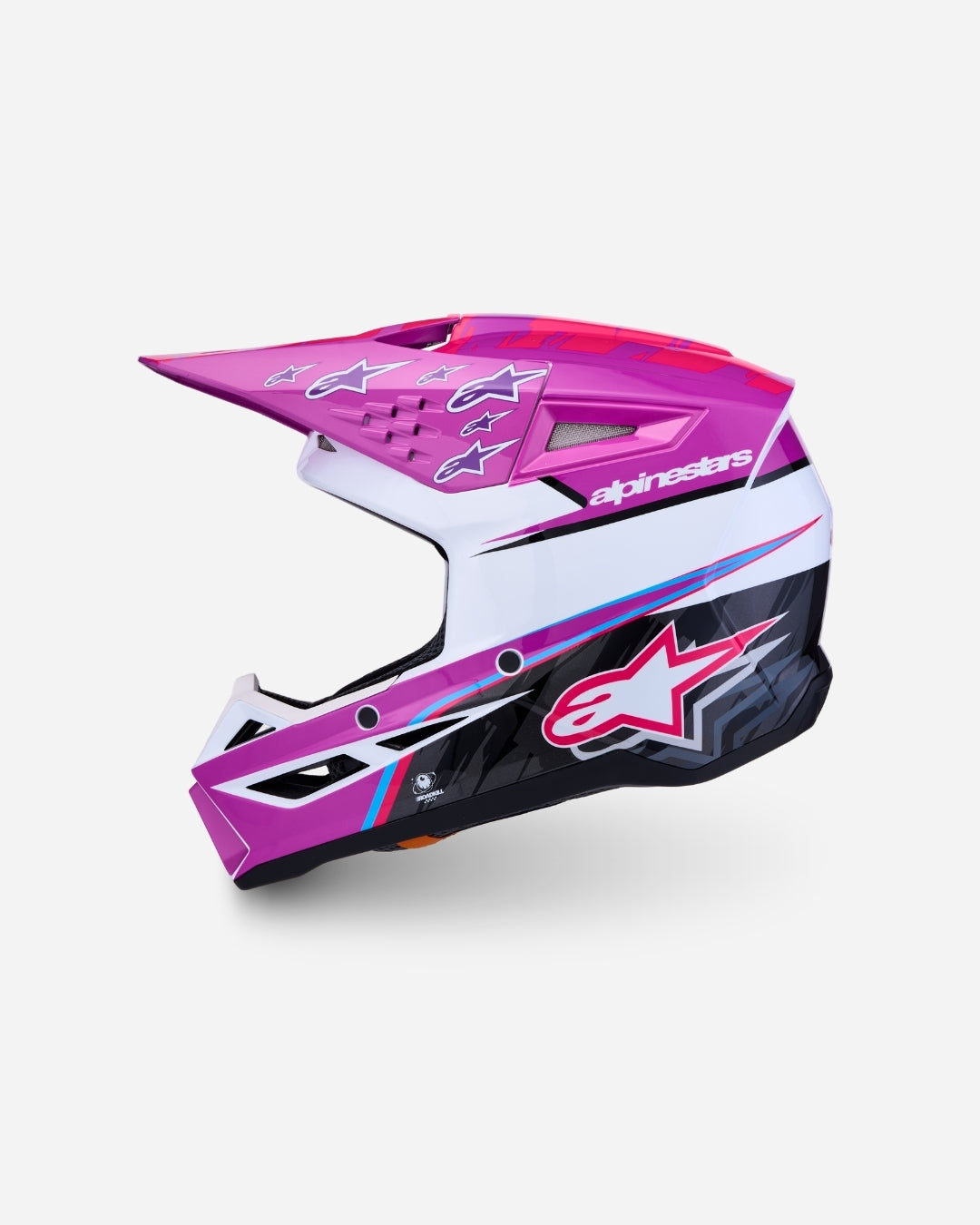 Alpinestars S-M3 Falcon Children's Helmet ECE 06 - Purple/White/Black/Pink Fluo Glossy