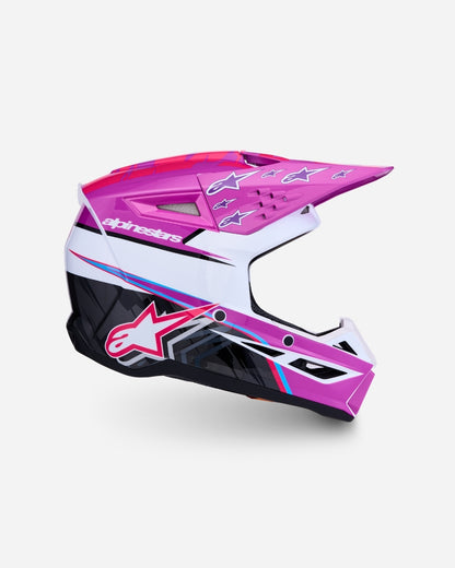 Alpinestars S-M3 Falcon Children's Helmet ECE 06 - Purple/White/Black/Pink Fluo Glossy