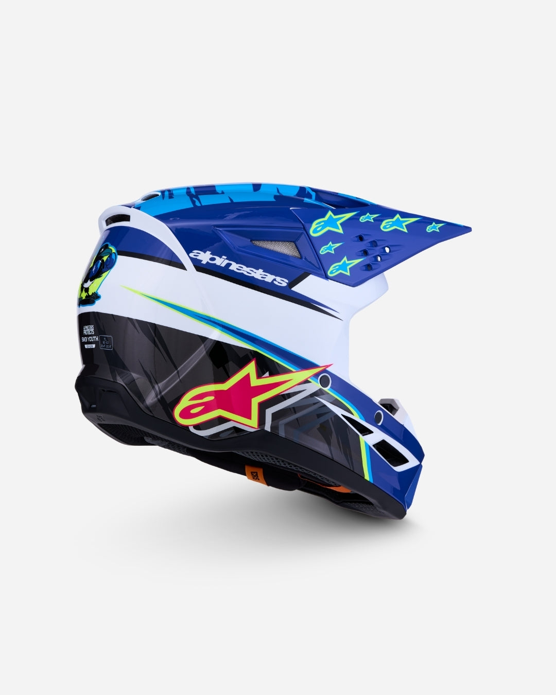 Alpinestars S-M3 Falcon Children's Helmet ECE 06 - Blue/White/Black/Pink Fluo/Yellow Fluo Glossy