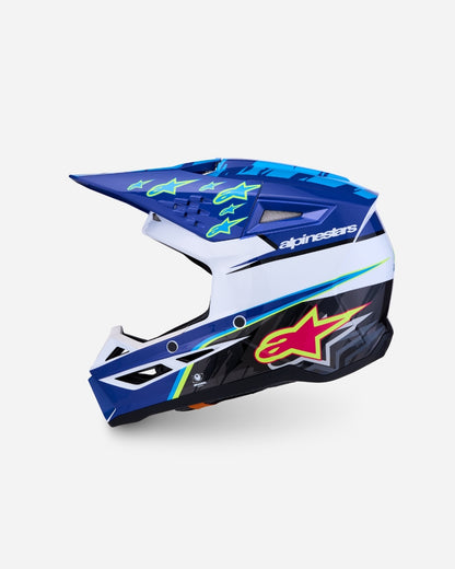 Alpinestars S-M3 Falcon Children's Helmet ECE 06 - Blue/White/Black/Pink Fluo/Yellow Fluo Glossy