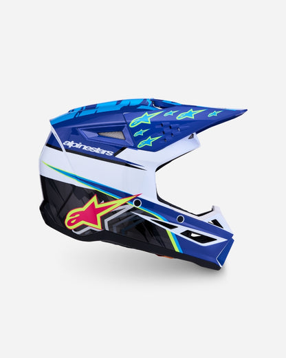 Alpinestars S-M3 Falcon Children's Helmet ECE 06 - Blue/White/Black/Pink Fluo/Yellow Fluo Glossy