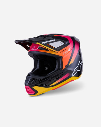 Casque Alpinestars Supertech M7 Rise ece06 - Noir/Jaune/Rose Brillant