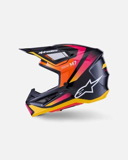 Casque Alpinestars Supertech M7 Rise ece06 - Noir/Jaune/Rose Brillant