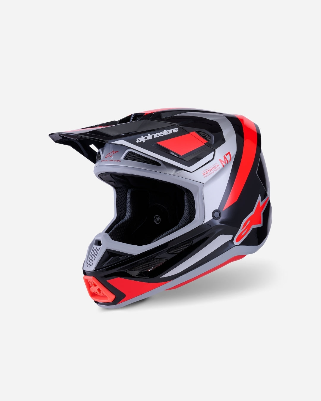 Casque Alpinestars Supertech M7 Rise ece06 - Noir/Argent/Rouge Fluo Brillant