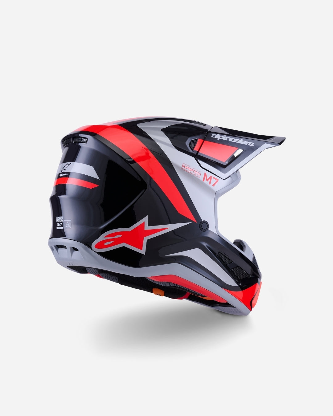 Casque Alpinestars Supertech M7 Rise ece06 - Noir/Argent/Rouge Fluo Brillant