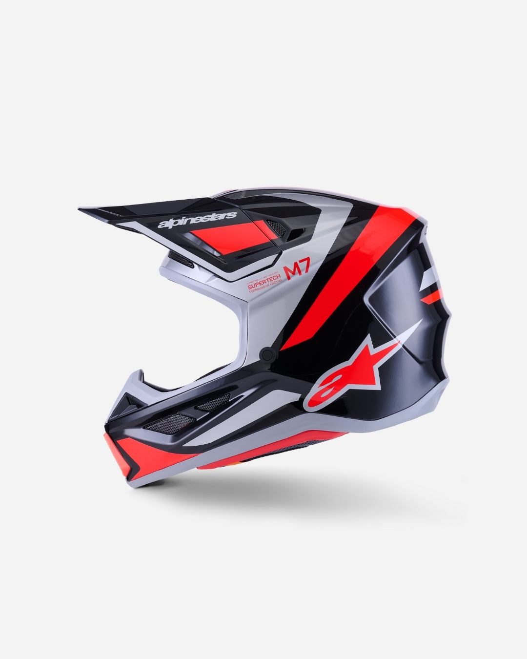 Casque Alpinestars Supertech M7 Rise ece06 - Noir/Argent/Rouge Fluo Brillant