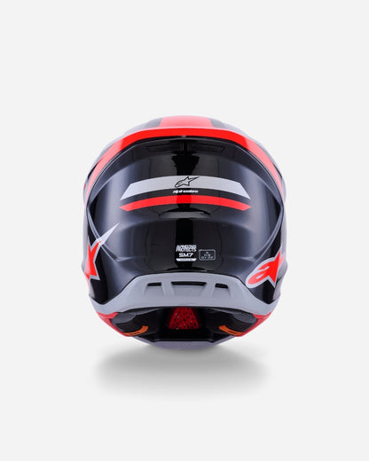 Casque Alpinestars Supertech M7 Rise ece06 - Noir/Argent/Rouge Fluo Brillant