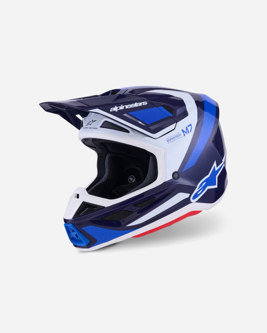 Casque Alpinestars Supertech M7 Rise ece06 - Bleu/Blanc Brillant