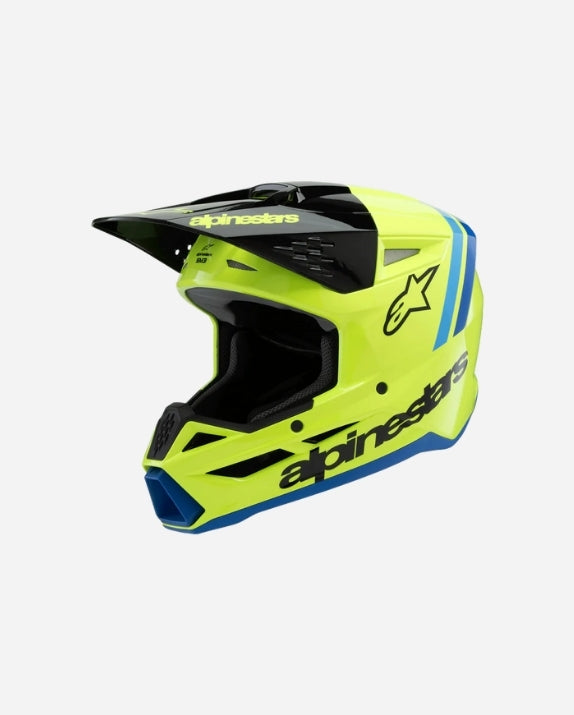 Casque enfant Alpinestars Supertech M3 Radium ece06 - Jaune Fluo/Noir/Bleu Brillant