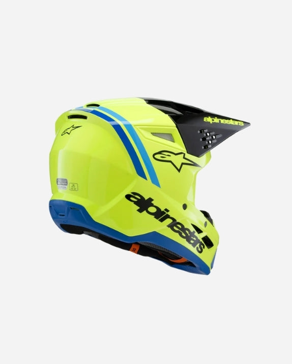 Casque enfant Alpinestars Supertech M3 Radium ece06 - Jaune Fluo/Noir/Bleu Brillant