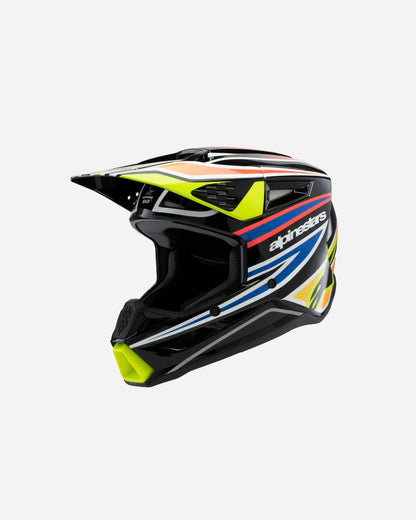 Casque enfant Alpinestars Supertech M3 Wurx ece06 - Noir/Jaune Fluo/Bleu/Rouge Brillant