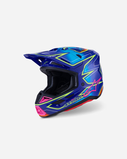 Casque Alpinestars Supertech M7 Cast ece06 - Bleu/Rose/Jaune Fluo Brillant