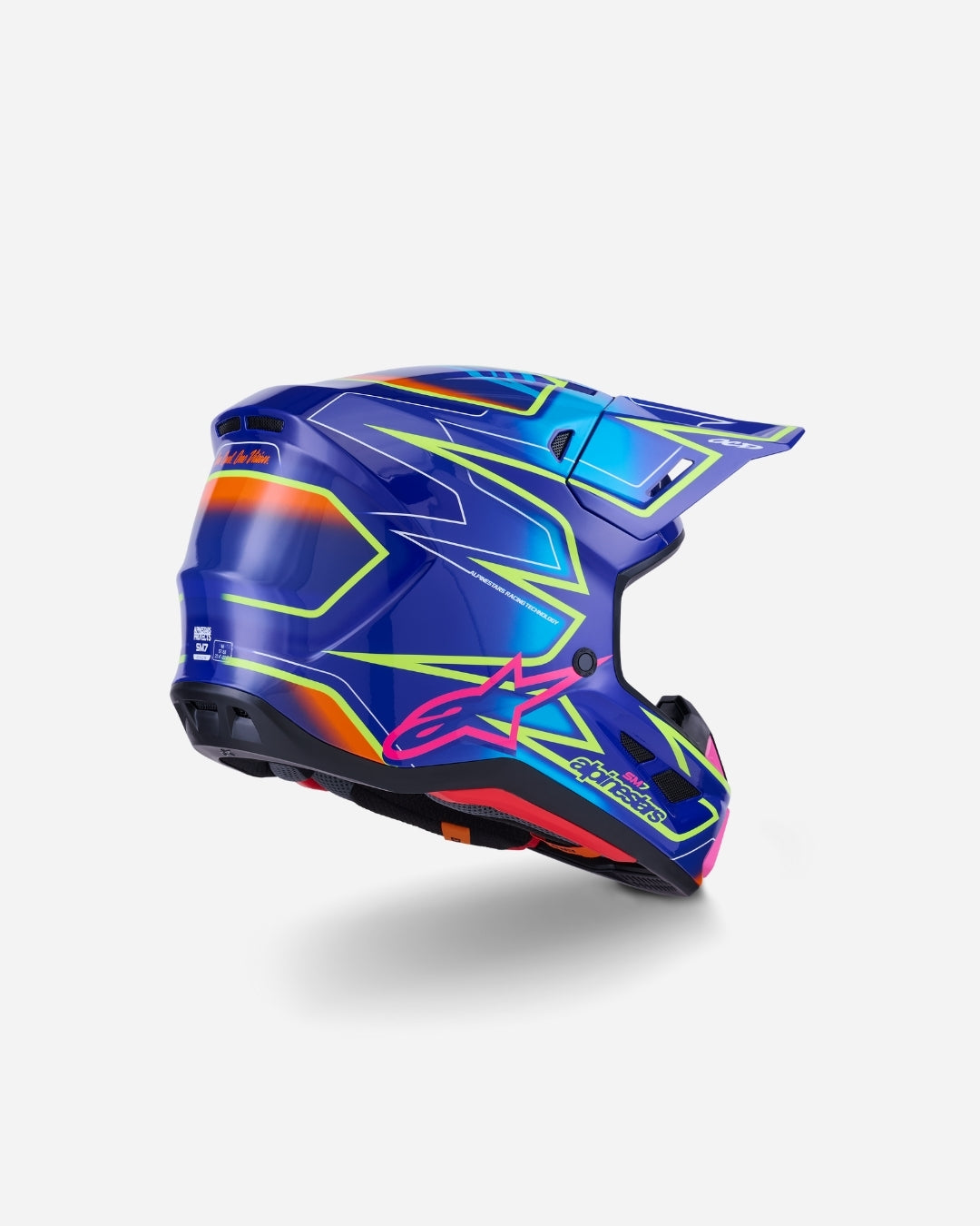 Casque Alpinestars Supertech M7 Cast ece06 - Bleu/Rose/Jaune Fluo Brillant