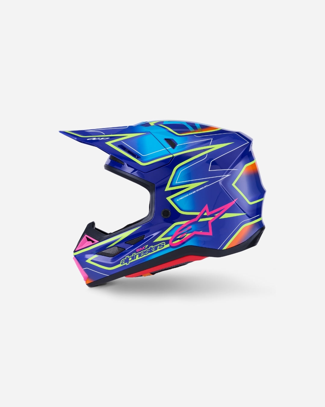 Casque Alpinestars Supertech M7 Cast ece06 - Bleu/Rose/Jaune Fluo Brillant