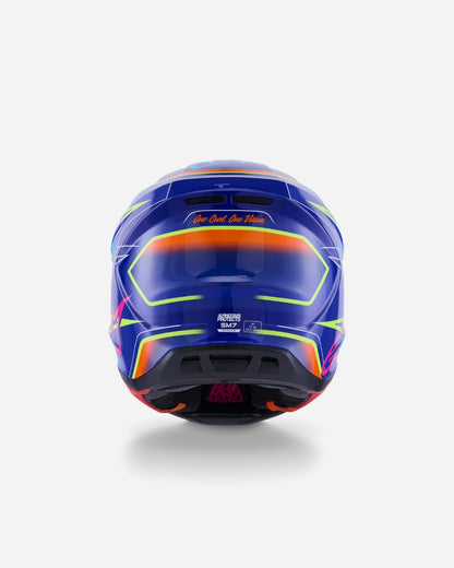Casque Alpinestars Supertech M7 Cast ece06 - Bleu/Rose/Jaune Fluo Brillant