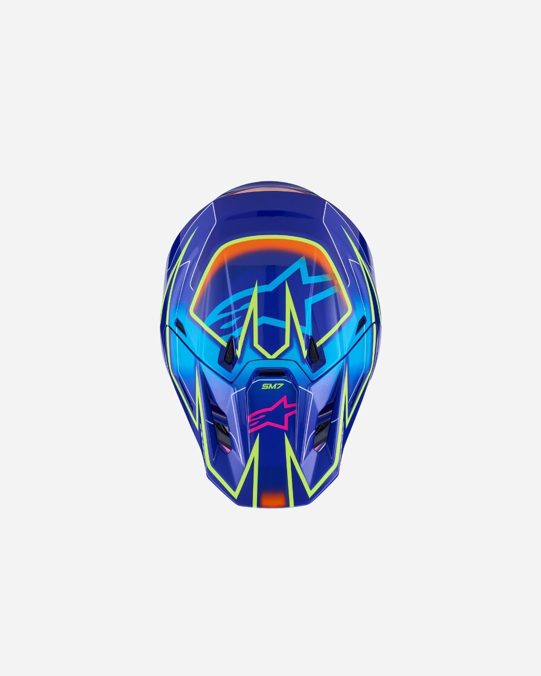 Casque Alpinestars Supertech M7 Cast ece06 - Bleu/Rose/Jaune Fluo Brillant