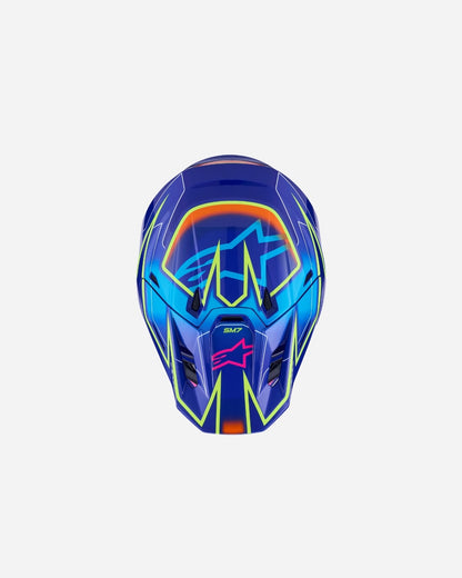 Casque Alpinestars Supertech M7 Cast ece06 - Bleu/Rose/Jaune Fluo Brillant