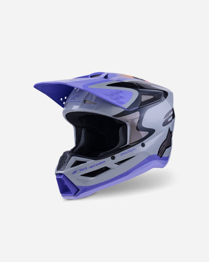 Casque Alpinestars Supertech M3 Jettson ece06 - Gris/Violet/Noir Brillant