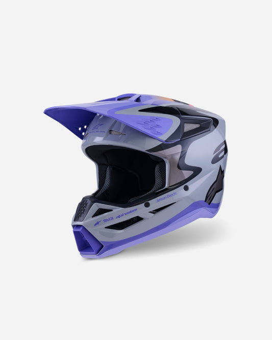 Casque Alpinestars Supertech M3 Jettson ece06 - Gris/Violet/Noir Brillant
