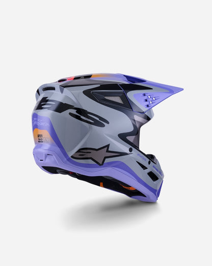 Casque Alpinestars Supertech M3 Jettson ece06 - Gris/Violet/Noir Brillant