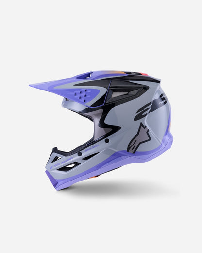 Casque Alpinestars Supertech M3 Jettson ece06 - Gris/Violet/Noir Brillant