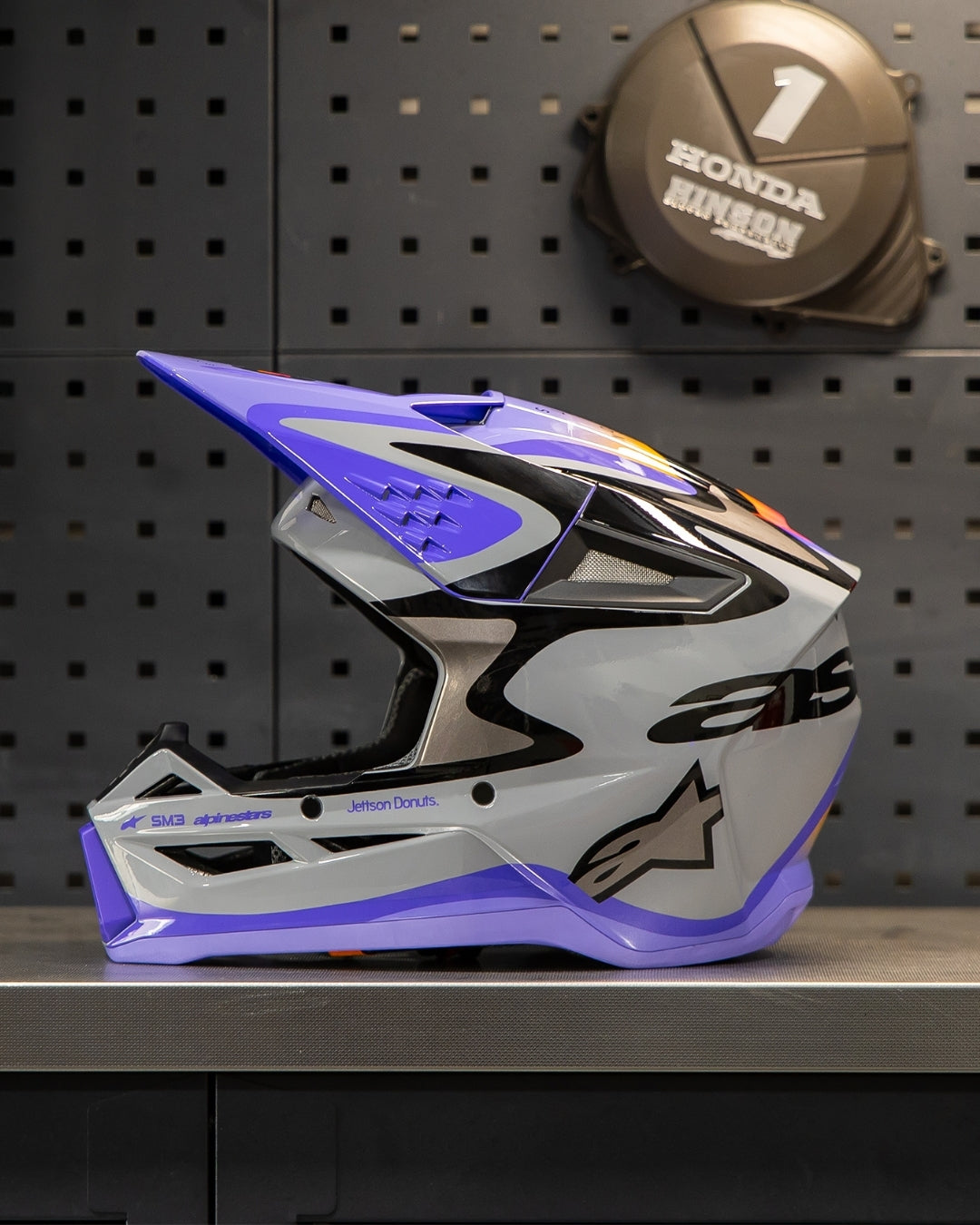 Casque Alpinestars Supertech M3 Jettson ece06 - Gris/Violet/Noir Brillant