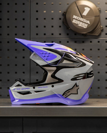 Casque Alpinestars Supertech M3 Jettson ece06 - Gris/Violet/Noir Brillant